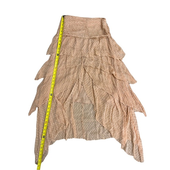 Z&L Tiered Asymmetrical Peach Maxi Skirt SZ Small Sheer Bohemian Romantic GUC - Picture 7 of 8